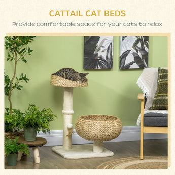 D30-636V00BG_Purrtree_Elevated_Plush_Cat_Bed_with_Sisal_Scratching_Post