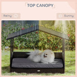 D02-029GY_Outdoor_Dog_House_Canopy_with_Rattan_Bed_and_Water_Resistant_Cushion